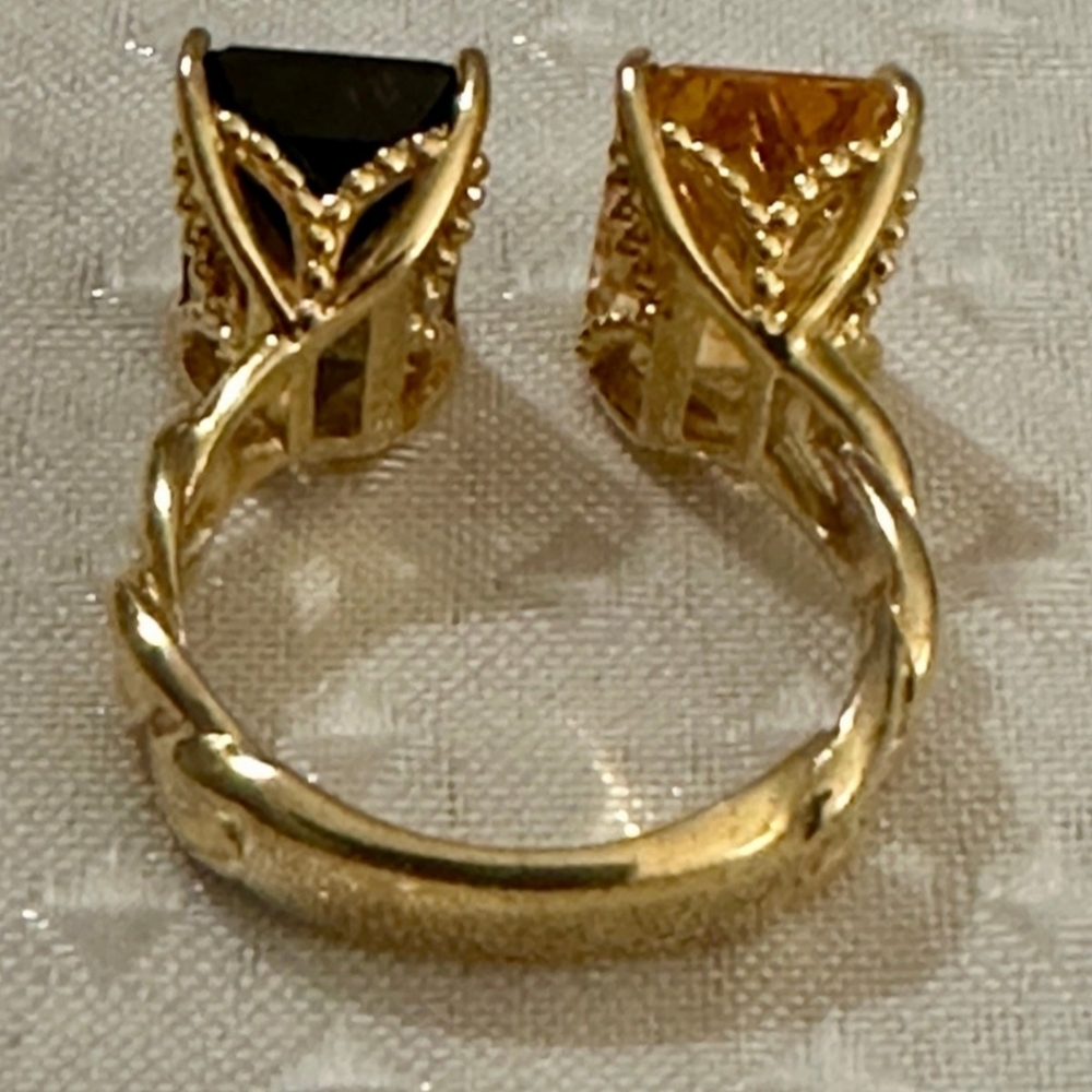 Michael Valitutti 8.15ctw Emerald Cut Citrine & Smoky Quartz Ring Sz 7 - Picture 4 of 10